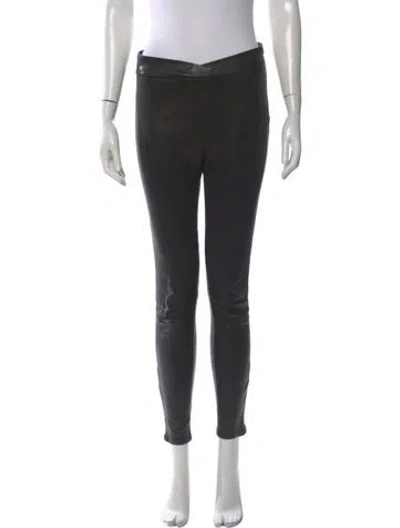 Pre-owned Frame Lamb Leather Skinny Leg Pants In Black