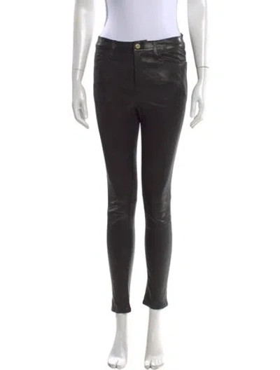Pre-owned Frame Lamb Leather Skinny Leg Pants In Black
