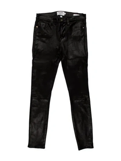Pre-owned Frame Lamb Leather Skinny Leg Pants In Black