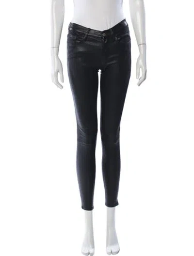 Pre-owned Frame Lamb Leather Skinny Leg Pants In Black