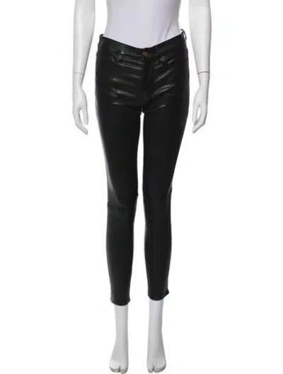 Pre-owned Frame Lamb Leather Skinny Leg Pants In Black