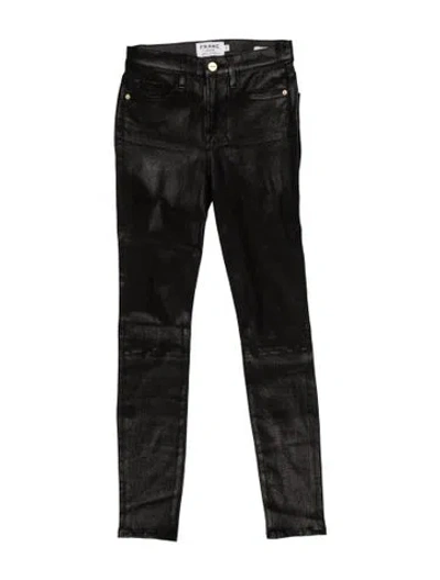 Pre-owned Frame Lamb Leather Skinny Leg Pants In Black