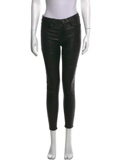 Pre-owned Frame Lamb Leather Skinny Leg Pants In Black