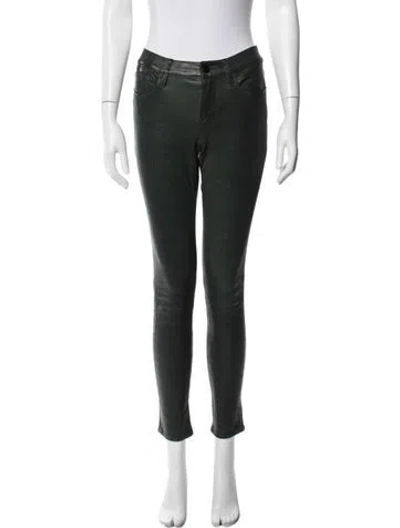 Pre-owned Frame Lamb Leather Skinny Leg Pants In Black