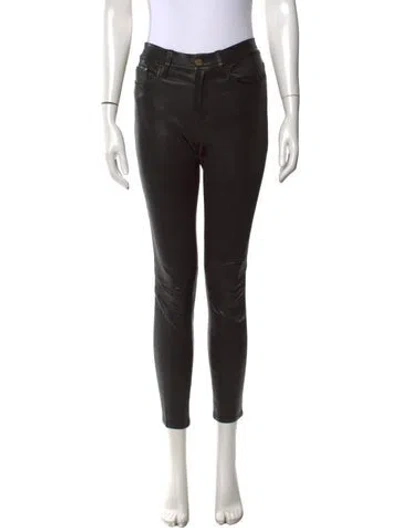 Pre-owned Frame Lamb Leather Skinny Leg Pants In Black