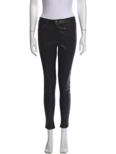 Pre-owned Frame Lamb Leather Skinny Leg Pants In Black