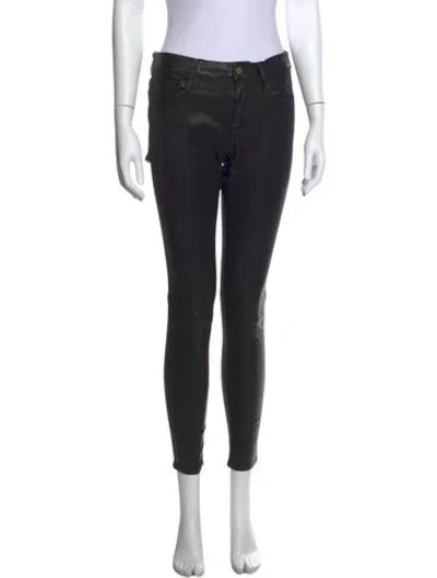 Pre-owned Frame Lamb Leather Skinny Leg Pants In Black