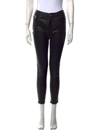 Pre-owned Frame Lamb Leather Skinny Leg Pants In Black