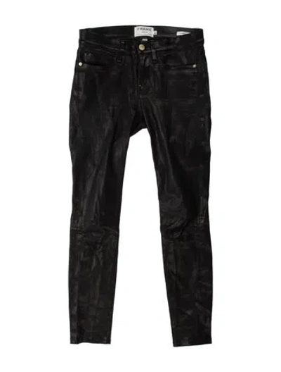 Pre-owned Frame Lamb Leather Skinny Leg Pants In Black