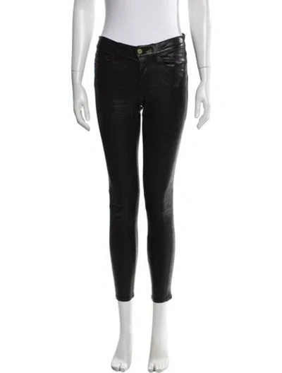 Pre-owned Frame Lamb Leather Skinny Leg Pants In Black