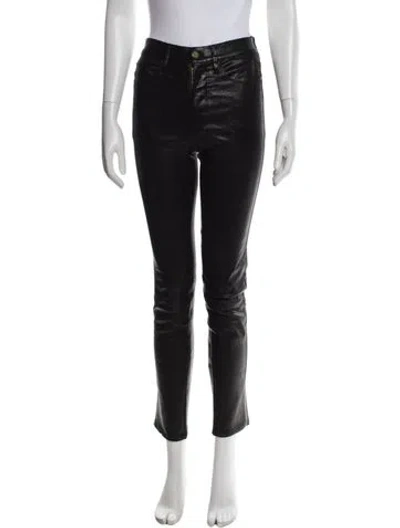 Pre-owned Frame Lamb Leather Skinny Leg Pants In Black