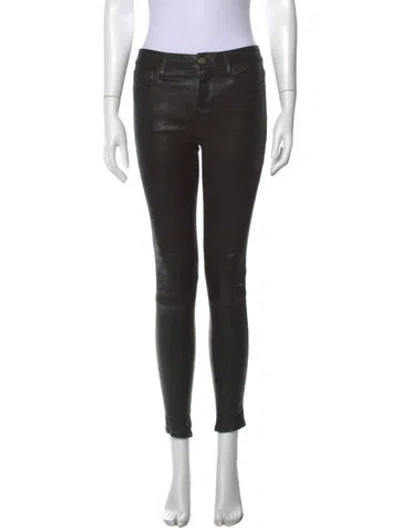 Pre-owned Frame Lamb Leather Skinny Leg Pants In Black