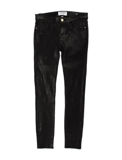 Pre-owned Frame Lamb Leather Skinny Leg Pants In Black