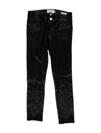 Pre-owned Frame Lamb Leather Skinny Leg Pants In Black