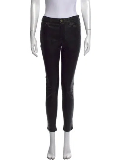 Pre-owned Frame Lamb Leather Skinny Leg Pants In Black