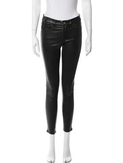 Pre-owned Frame Lamb Leather Skinny Leg Pants In Black