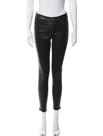 Pre-owned Frame Lamb Leather Skinny Leg Pants In Black