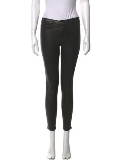 Pre-owned Frame Lamb Leather Skinny Leg Pants In Black