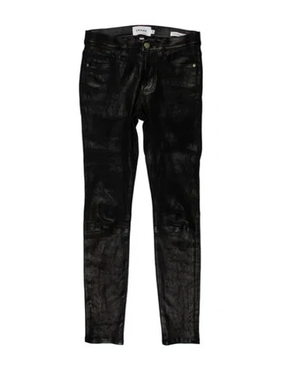 Pre-owned Frame Lamb Leather Skinny Leg Pants In Black