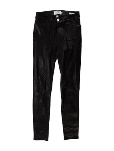 Pre-owned Frame Lamb Leather Skinny Leg Pants In Black