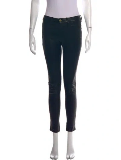 Pre-owned Frame Lamb Leather Skinny Leg Pants In Black