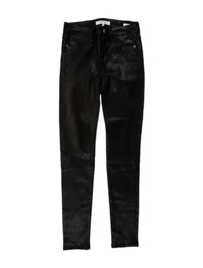 Pre-owned Frame Lamb Leather Skinny Leg Pants In Black