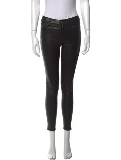Pre-owned Frame Lamb Leather Skinny Leg Pants In Black