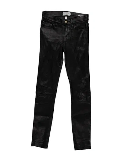 Pre-owned Frame Lamb Leather Skinny Leg Pants In Black