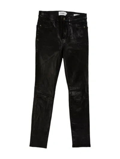 Pre-owned Frame Lamb Leather Skinny Leg Pants In Black