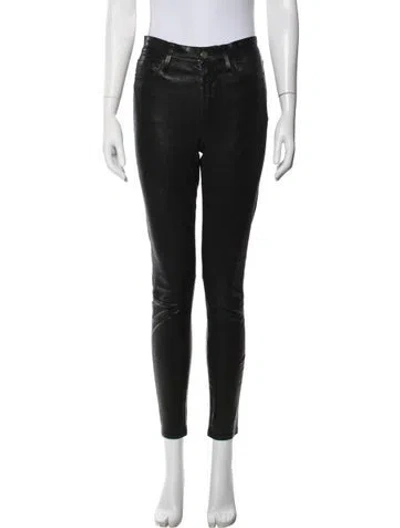 Pre-owned Frame Lamb Leather Skinny Leg Pants In Black