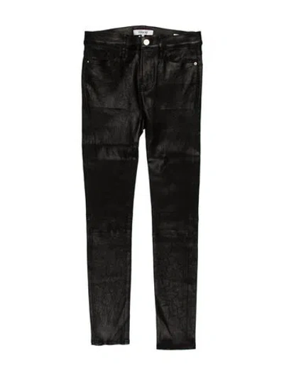 Pre-owned Frame Lamb Leather Skinny Leg Pants In Black/grey