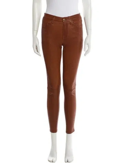Pre-owned Frame Lamb Leather Skinny Leg Pants In Brown