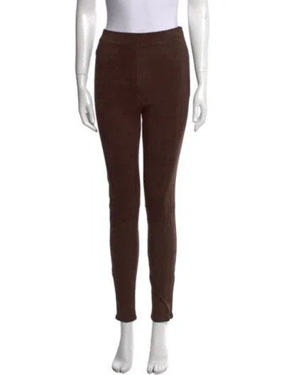 Pre-owned Frame Lamb Leather Skinny Leg Pants In Brown