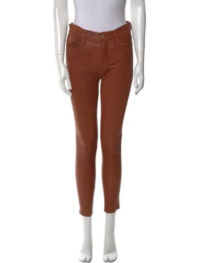 Pre-owned Frame Lamb Leather Skinny Leg Pants In Brown