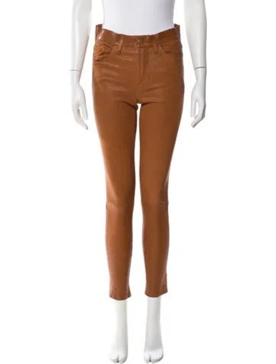 Pre-owned Frame Lamb Leather Skinny Leg Pants In Brown