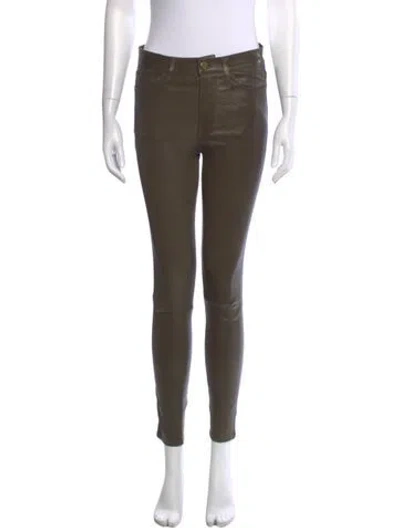 Pre-owned Frame Lamb Leather Skinny Leg Pants In Brown