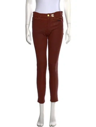 Pre-owned Frame Lamb Leather Skinny Leg Pants In Brown
