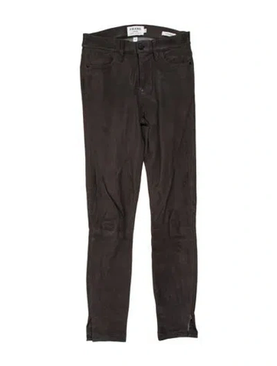 Pre-owned Frame Lamb Leather Skinny Leg Pants In Brown