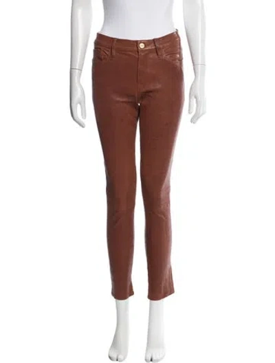 Pre-owned Frame Lamb Leather Skinny Leg Pants In Brown