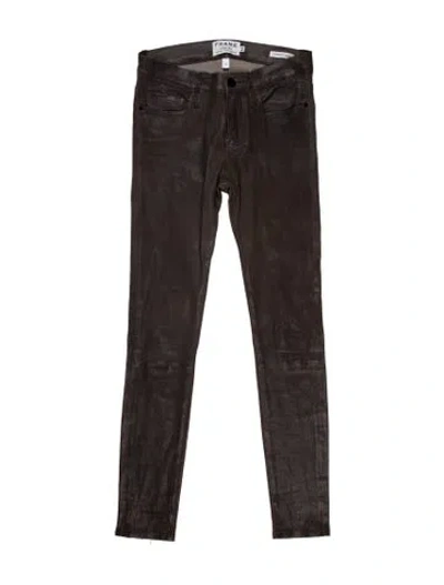 Pre-owned Frame Lamb Leather Skinny Leg Pants In Gray