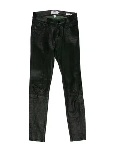 Pre-owned Frame Lamb Leather Skinny Leg Pants In Gray