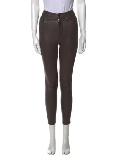 Pre-owned Frame Lamb Leather Skinny Leg Pants In Gray