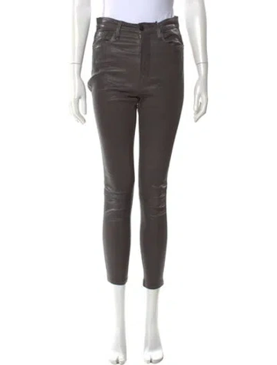 Pre-owned Frame Lamb Leather Skinny Leg Pants In Gray