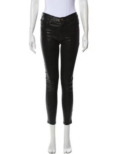 Pre-owned Frame Lamb Leather Skinny Leg Pants In Gray