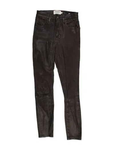 Pre-owned Frame Lamb Leather Skinny Leg Pants In Gray