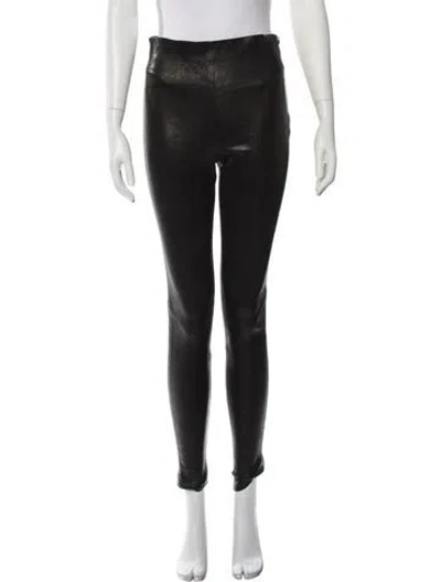 Pre-owned Frame Lamb Leather Skinny Leg Pants In Green