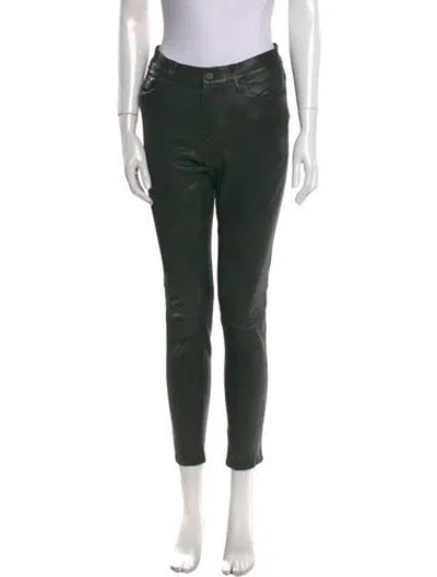 Pre-owned Frame Lamb Leather Skinny Leg Pants In Green