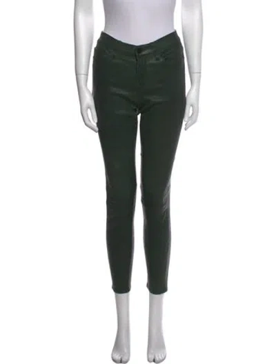 Pre-owned Frame Lamb Leather Skinny Leg Pants In Green