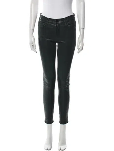 Pre-owned Frame Lamb Leather Skinny Leg Pants In Green