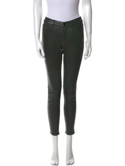 Pre-owned Frame Lamb Leather Skinny Leg Pants In Green